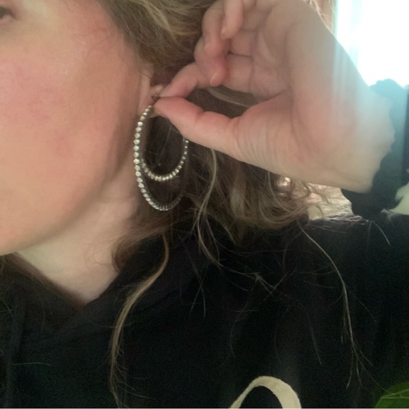 Express Rhinestone Hoops Earrings - Picture 8 of 8